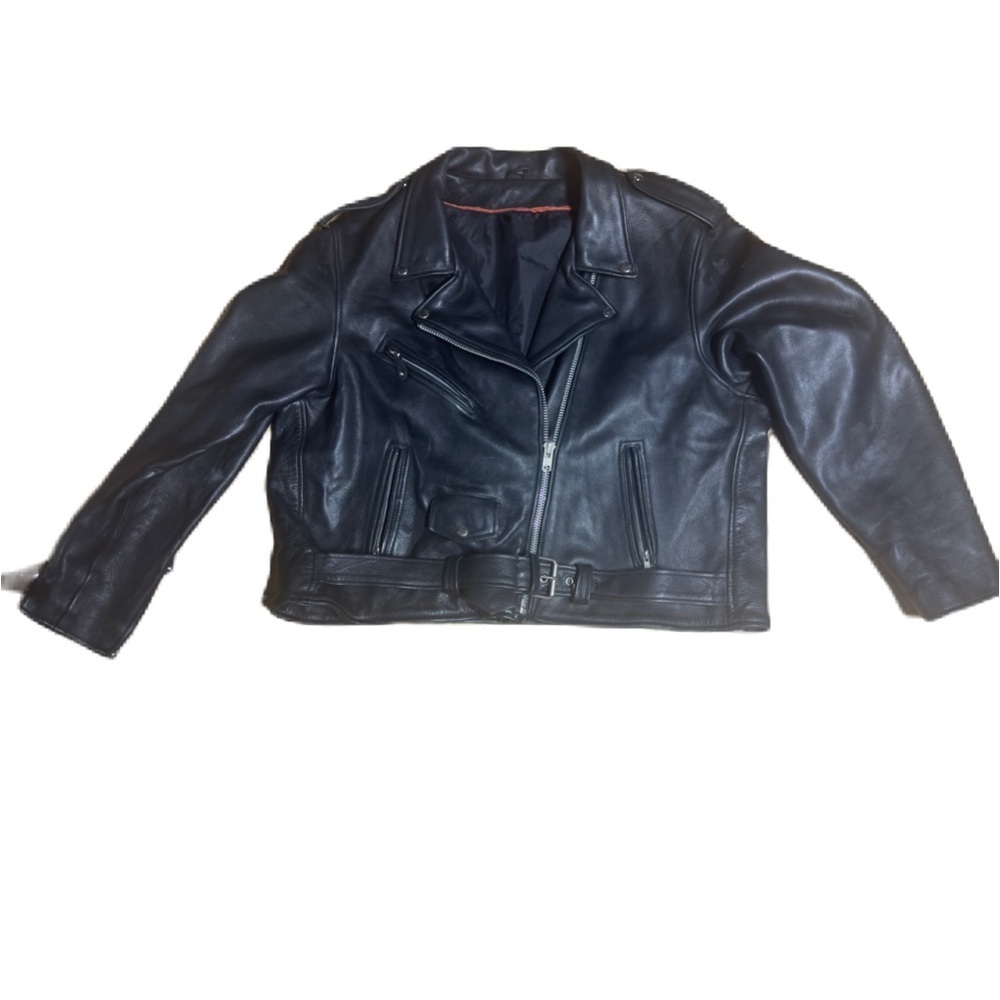 Men’s Leather Biker Jacket Size 4XL